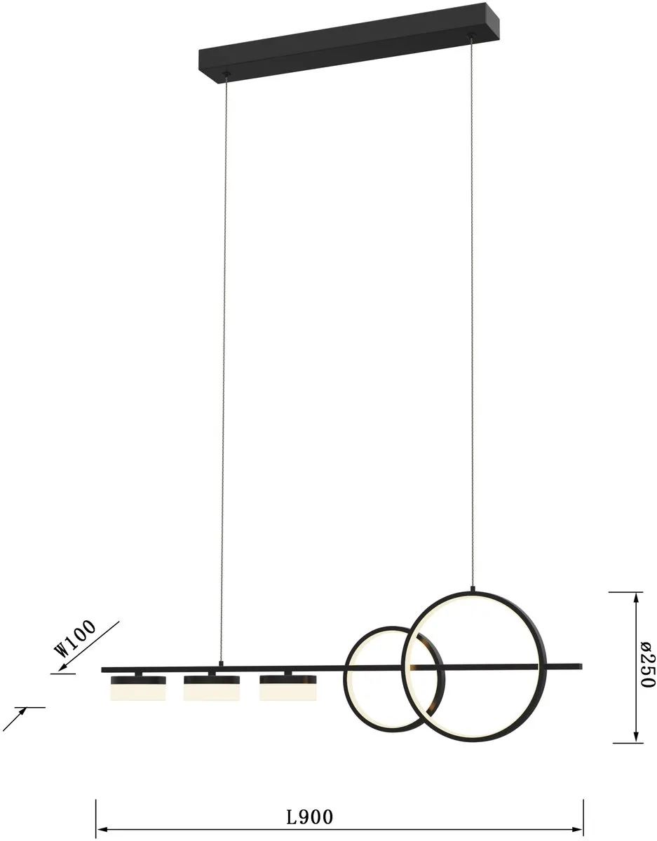 Eglo Messina Hanglamp LED 90cm - Zwart - Dimbaar