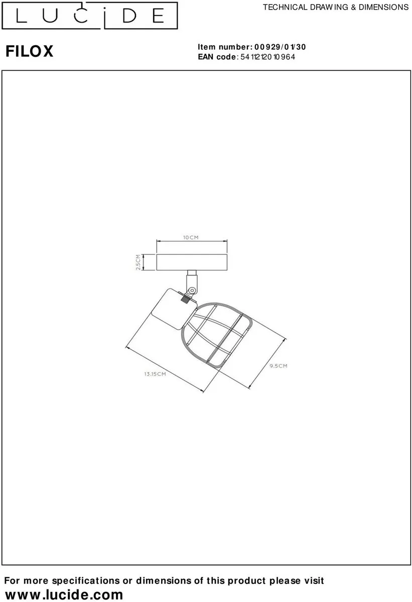 Lucide FILOX Plafondspot Ø10cm 1xE14 - Zwart