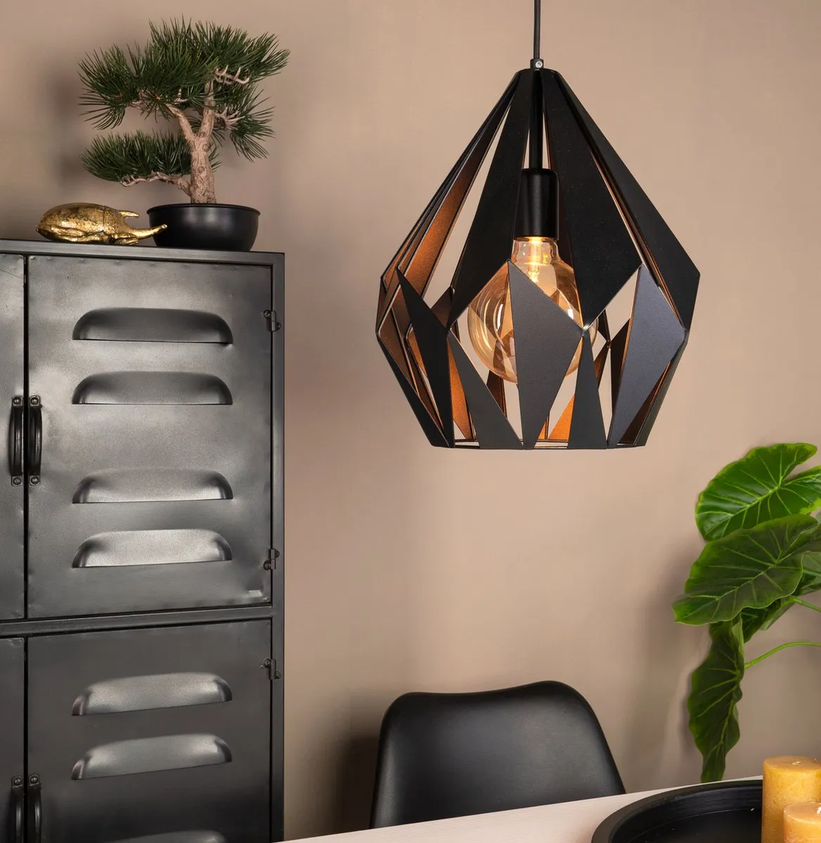 Eglo Carlton 1 Hanglamp - Ø31cm - Zwart