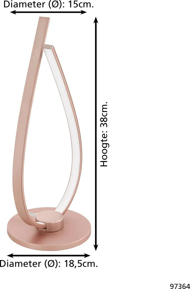 Eglo Palozza Tafellamp LED 38cm - Rozegoud/Wit