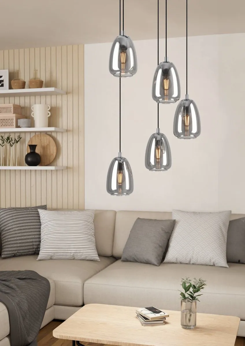 Eglo Alobrase Hanglamp 5xE27 - Ø54cm - Chroom