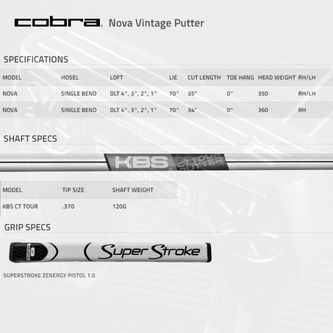 Cobra Vintage Nova Single Bend Putter 34