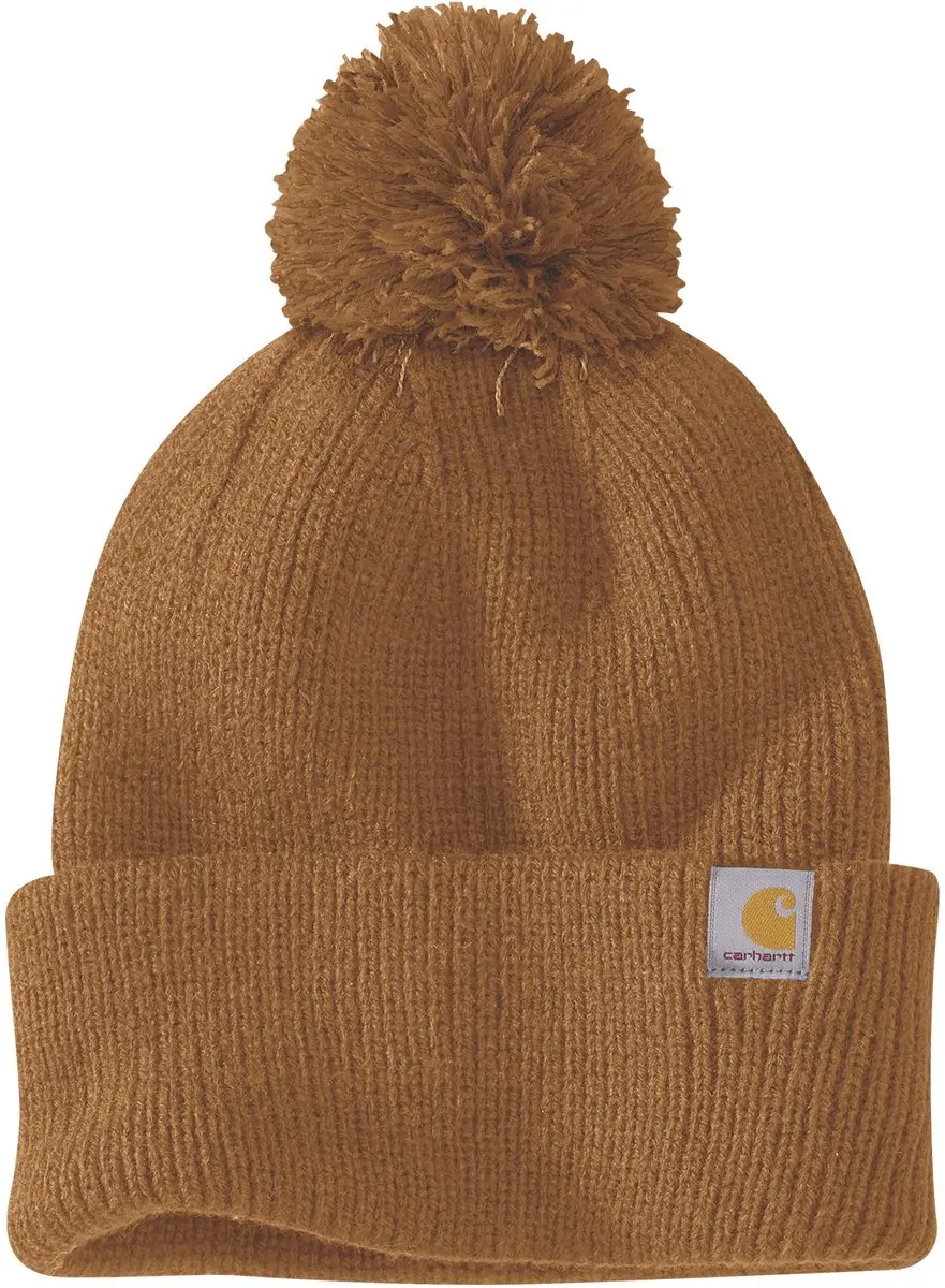 Carhartt Knit Pom-Pom Cuffed Beanie - One Size - Carhartt Brown