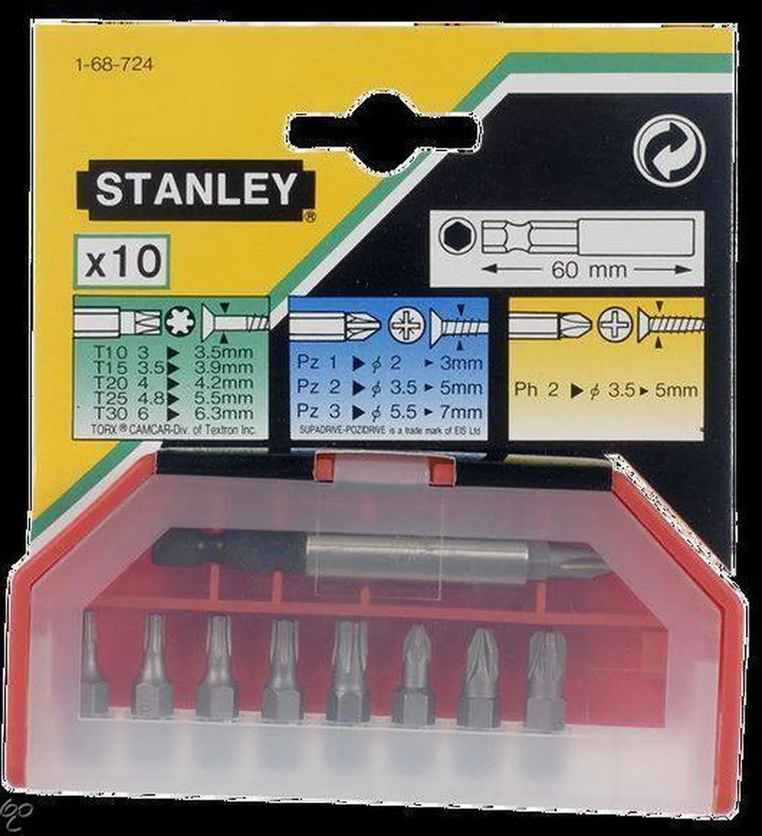 Stanley Assortiment Bits 10-delig - Hout
