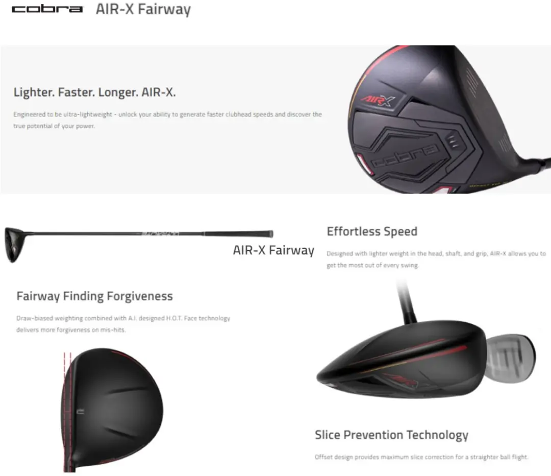 Cobra Air-X 2 Dames Fairway Wood 22° Links - Zwart Rood
