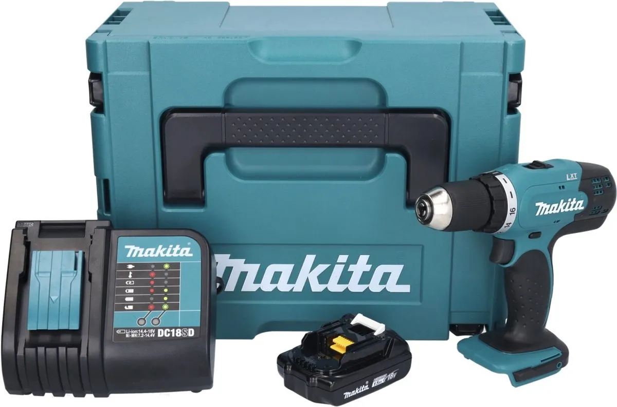 Makita DDF453SY1J Accuboormachine 18V - 42Nm 16 standen - 1x 1,5Ah accu + lader - afbeelding 2 van 5