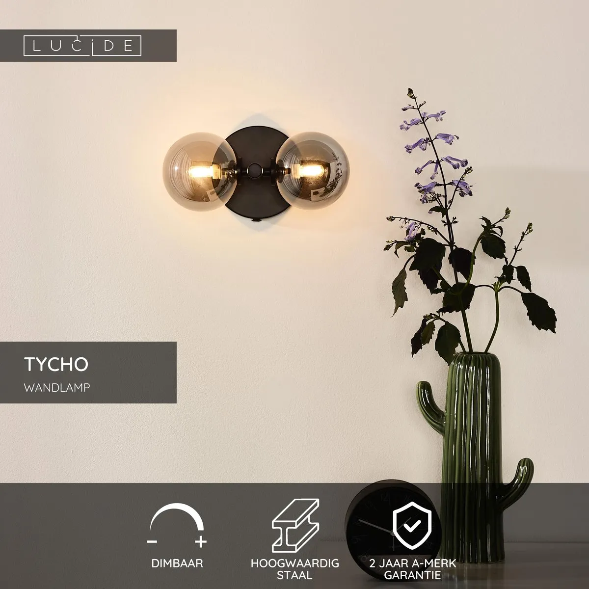 Lucide TYCHO Wandlamp 2xG9 - Zwart