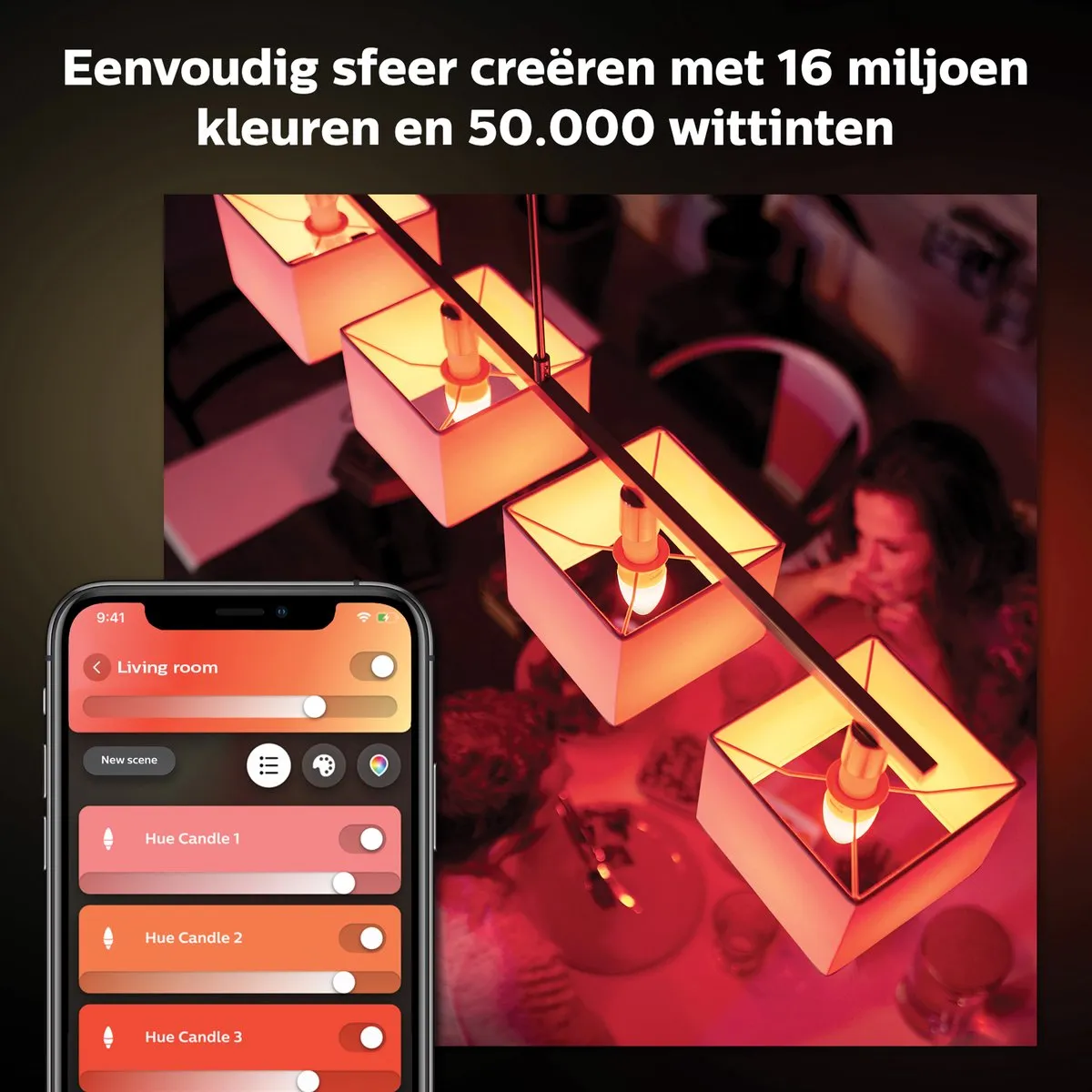 Philips Hue Kaarslamp E14 Duopack - 5,3W RGBW - Mat - 2 Stuks