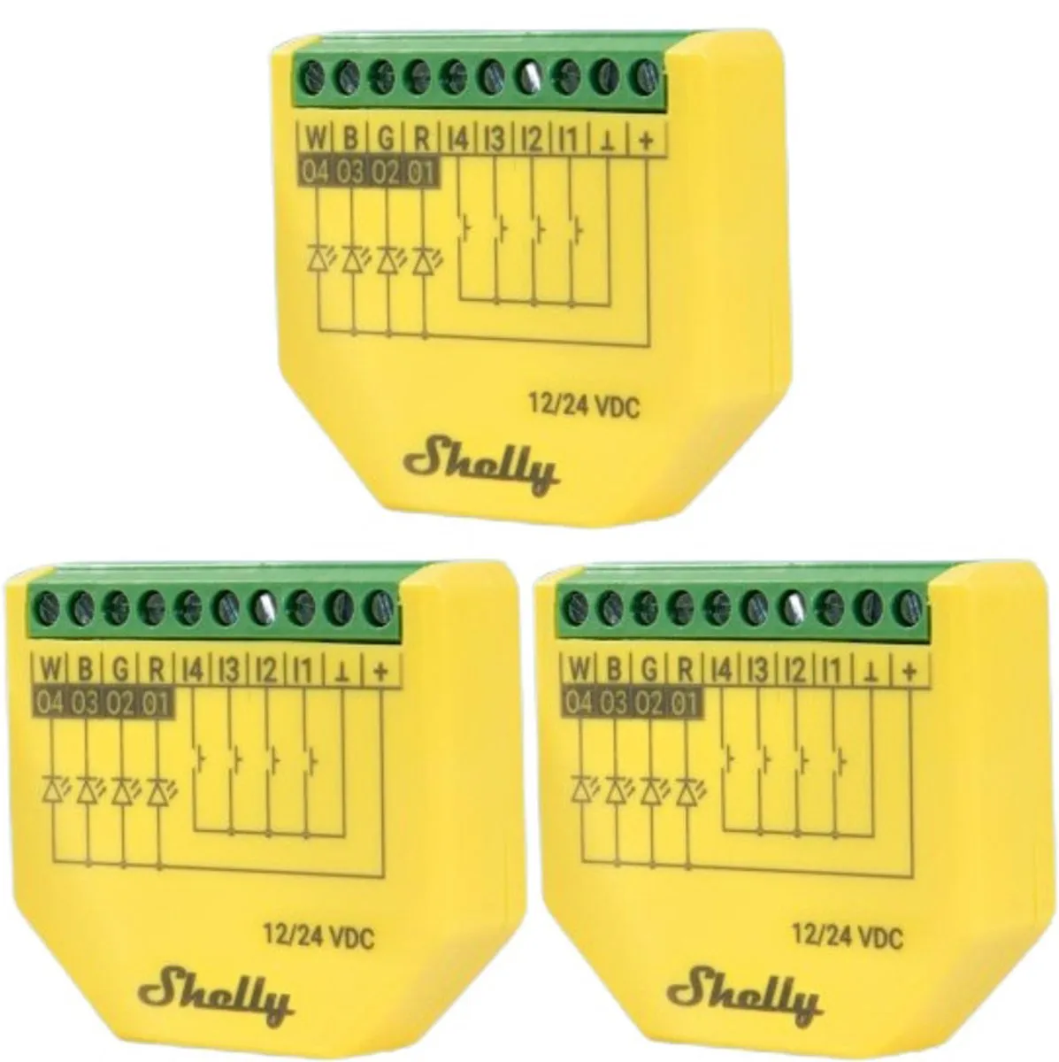 SHELLY LED-lichtcontroller Plus RGBW, PM, BT, Wi-Fi, Inbouw, geel, 3 stuks