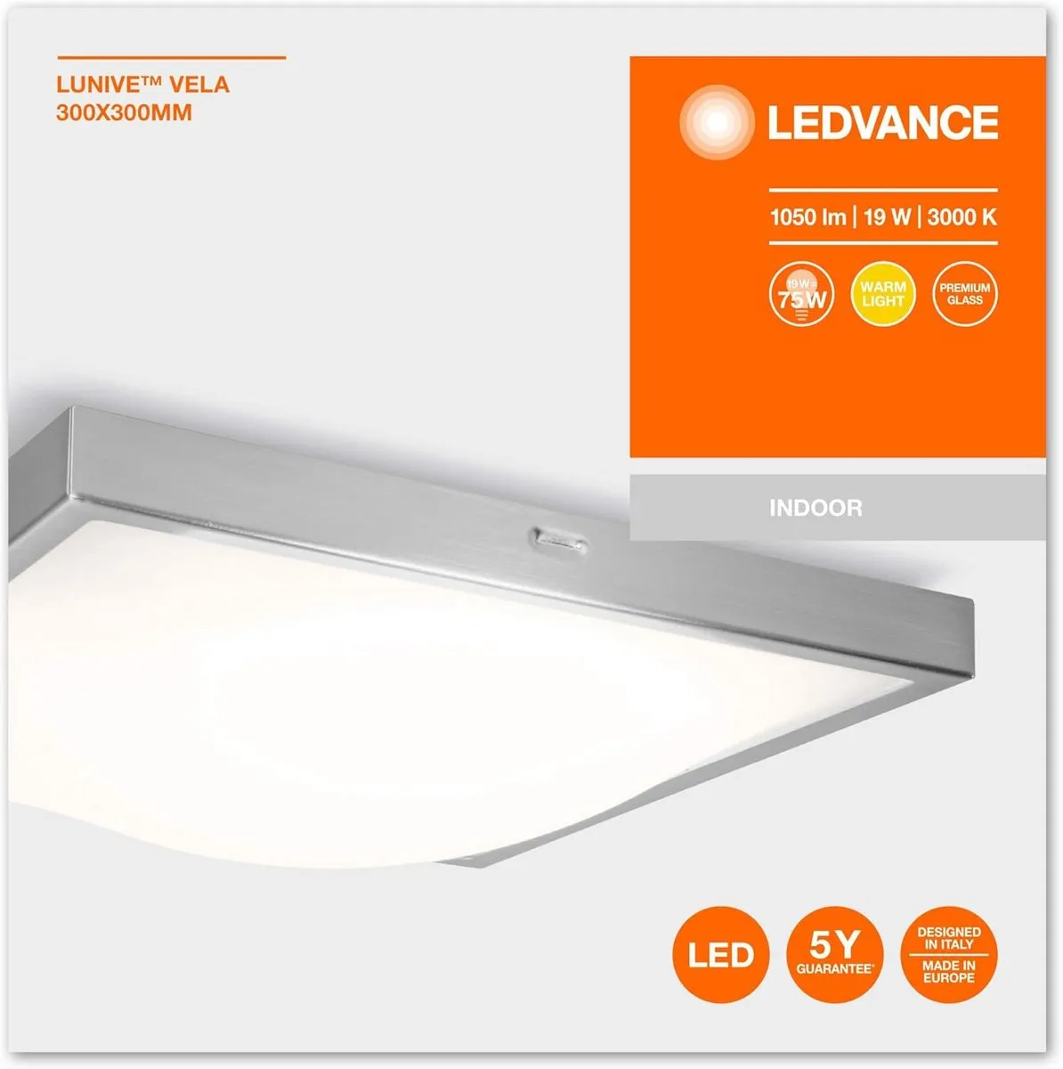 LEDVANCE Lunive Vela Wand/Plafondarmatuur Warm Wit 305x305mm