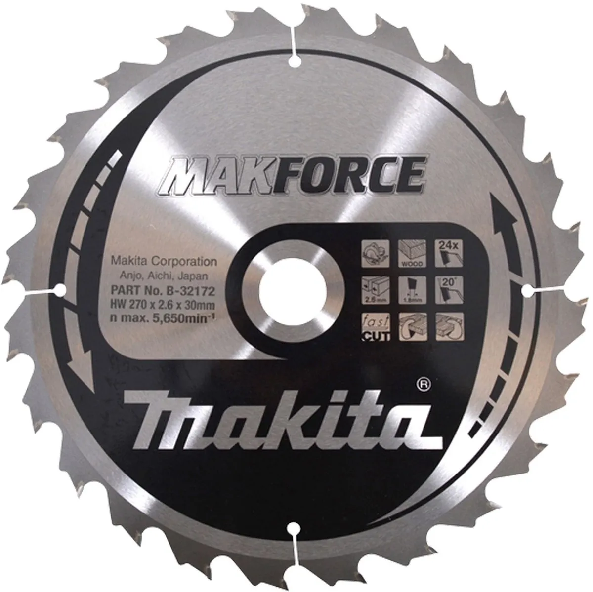 Makita B-32172 Cirkelzaagblad Hout 270mm 24T