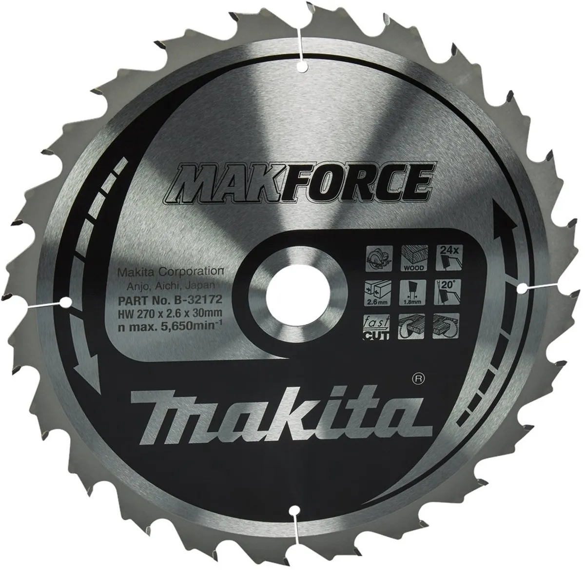 Makita B-32172 Cirkelzaagblad Hout 270mm 24T