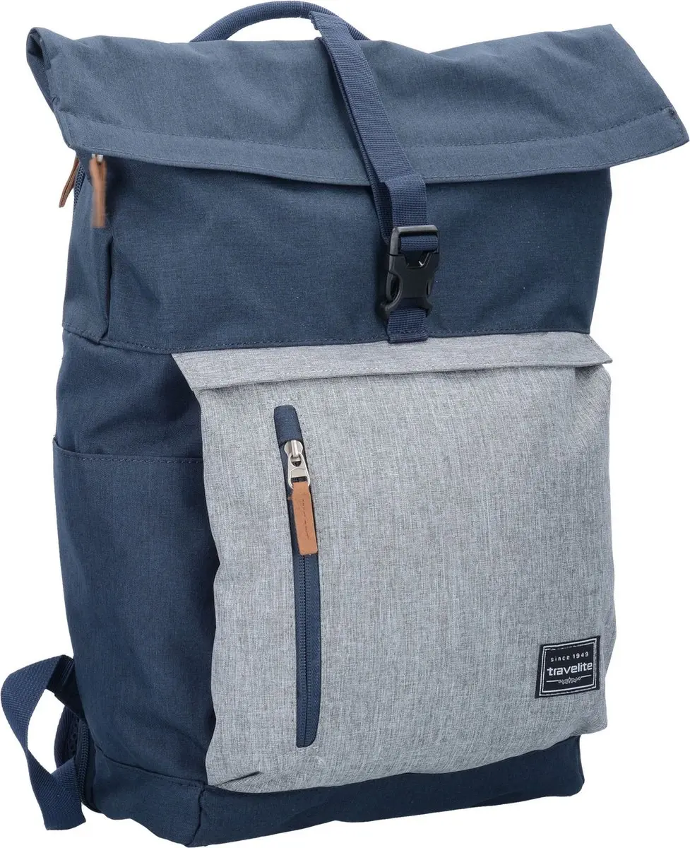 Travelite Basics Rollup Backpack 15,6" - Navy/Grey - afbeelding 6 van 6