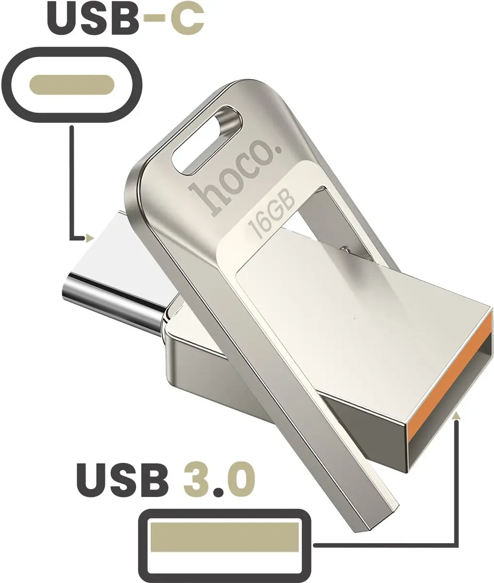 Hoco UD17 USB/USB-C Stick 16GB - Zilver