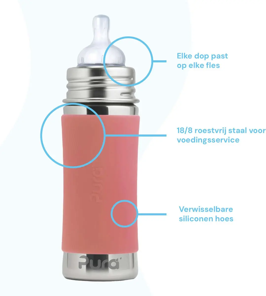 Pura Speenfles 325ml - Plasticvrij - Rose