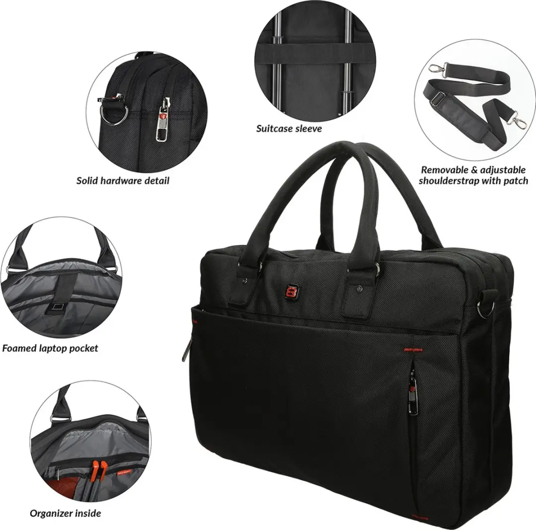 Enrico Benetti Cornell Laptoptas 17 inch - 7 Vakken - Zwart