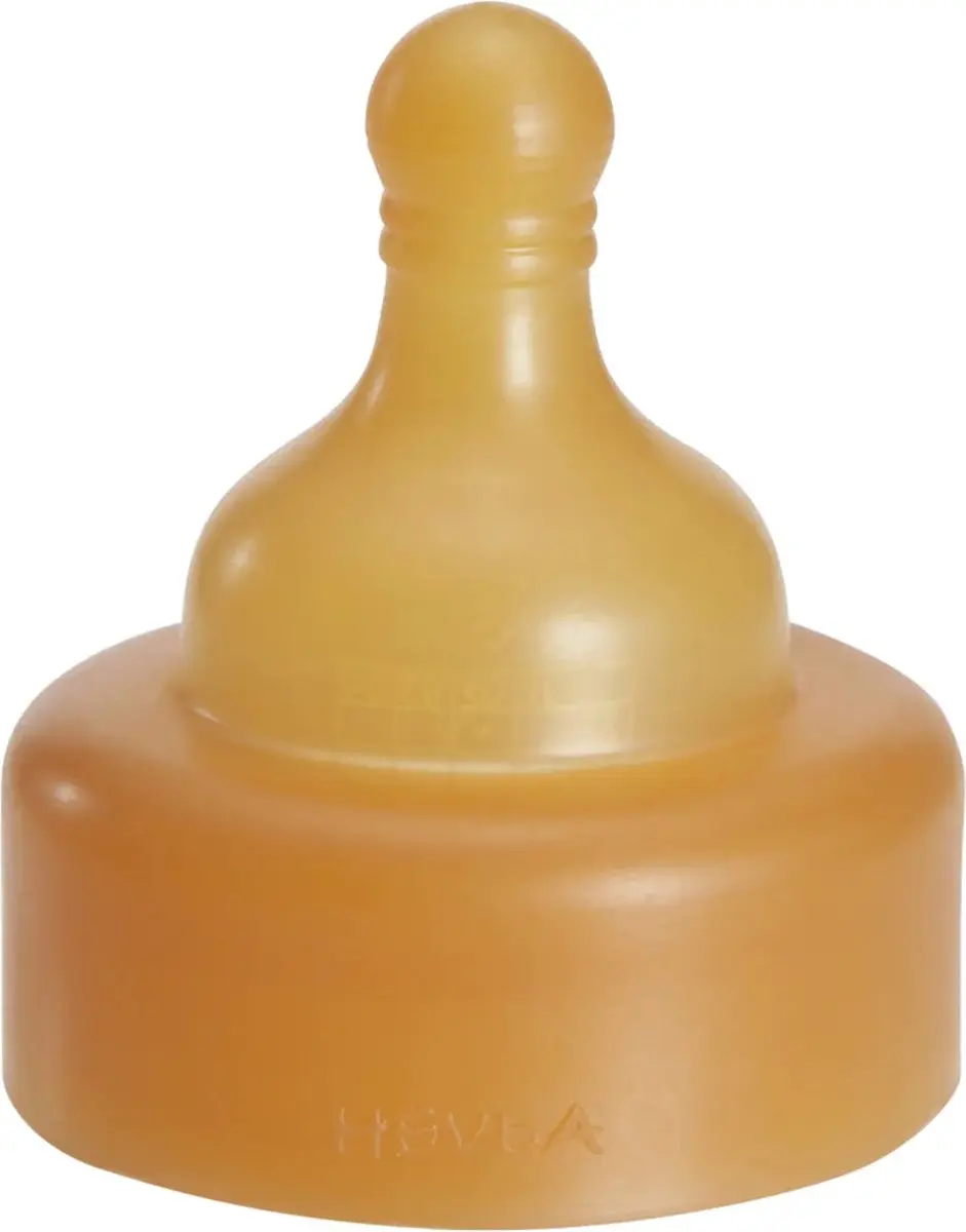 Hevea Wide Neck Babyfles Speen Medium Flow - Goud