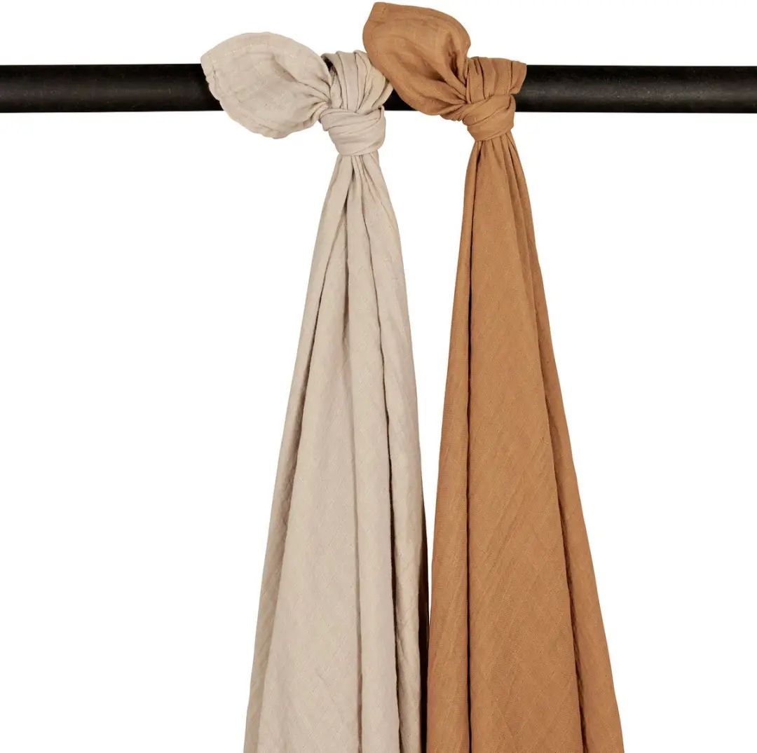 Meyco Baby Uni Swaddle 2-pack - 120x120cm - Sand/Toffee - afbeelding 6 van 6