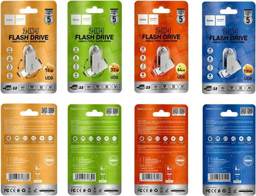 Hoco UD8 2-in-1 USB Stick 32GB - Zilver
