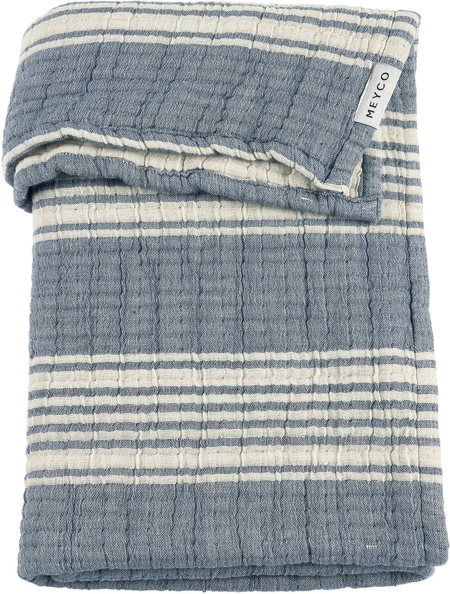 Meyco Baby Stripe Jacquard Deken Indigo 100x150cm