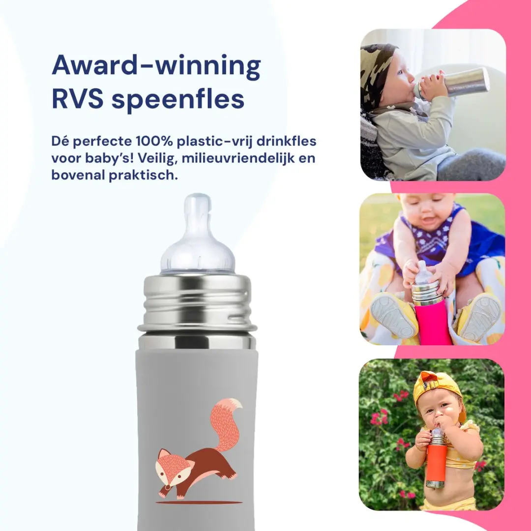 Pura Speenfles 325ml - Vos - Siliconen Speen & Reisdop