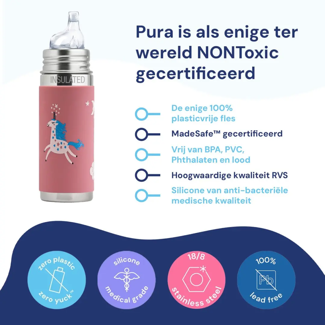 Pura Thermos Tuitfles 260ml - Roze Unicorn