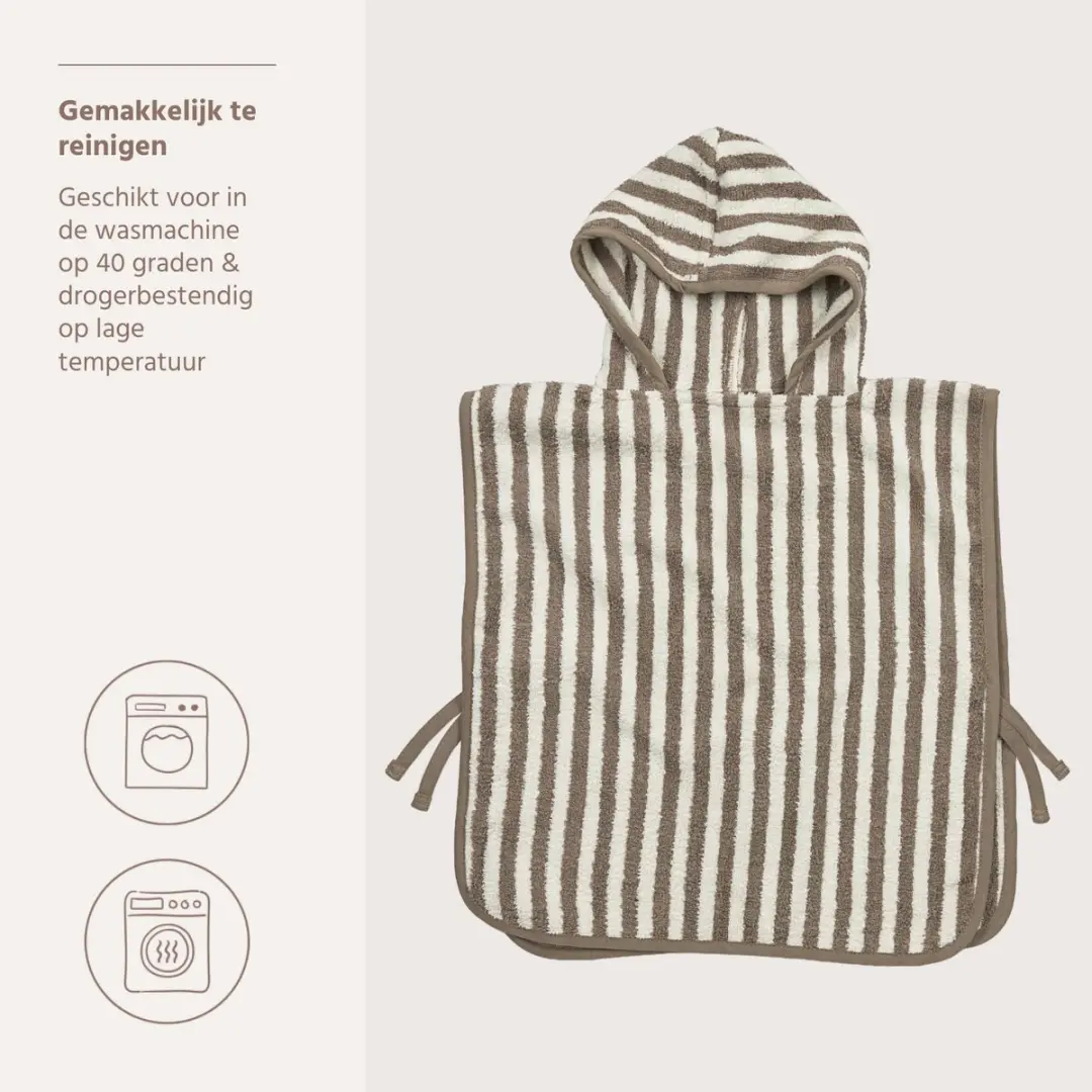 Meyco Baby Fat Stripe Badponcho - Taupe - 1-3 jaar