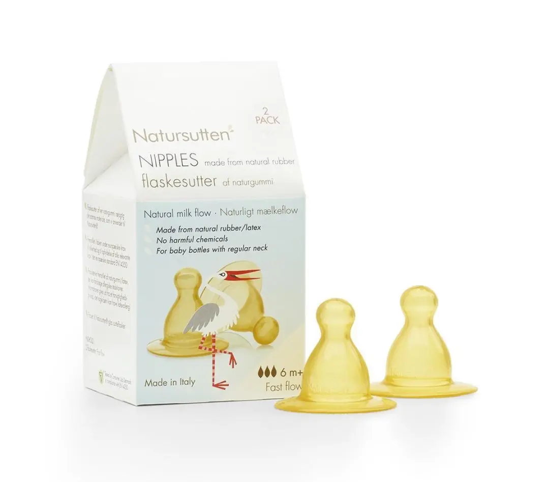 Natursutten Rubberen Flesspenen Fast Flow - 2 Stuks - Geel