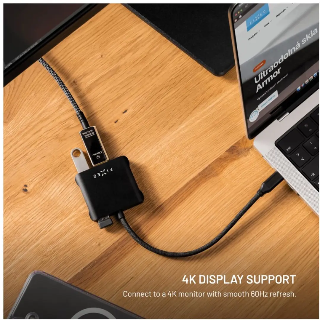 Fixed Hub Quadri 5-in-1 FIXHU-QR-BK USB-C Hub - 4K HDMI - 140W Power Delivery - Space Black