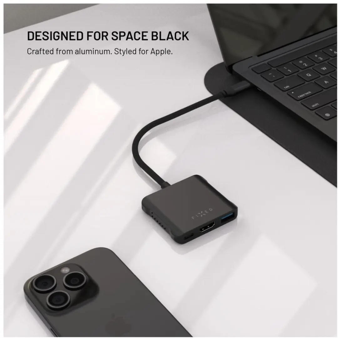 Fixed Hub Quadri 5-in-1 FIXHU-QR-BK USB-C Hub - 4K HDMI - 140W Power Delivery - Space Black