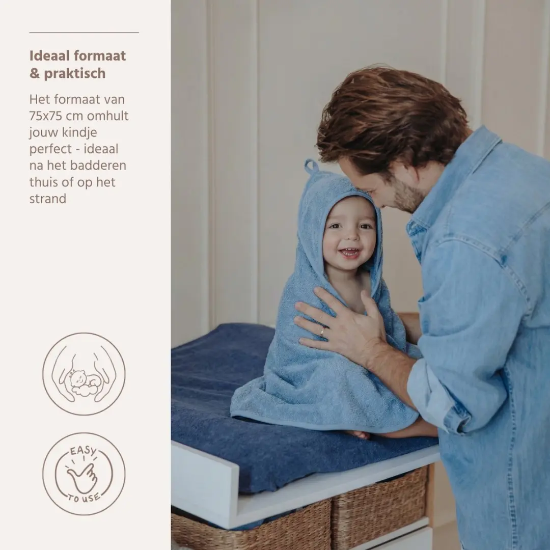 Meyco Baby Uni Badcape 75x75cm - Jeans Blue