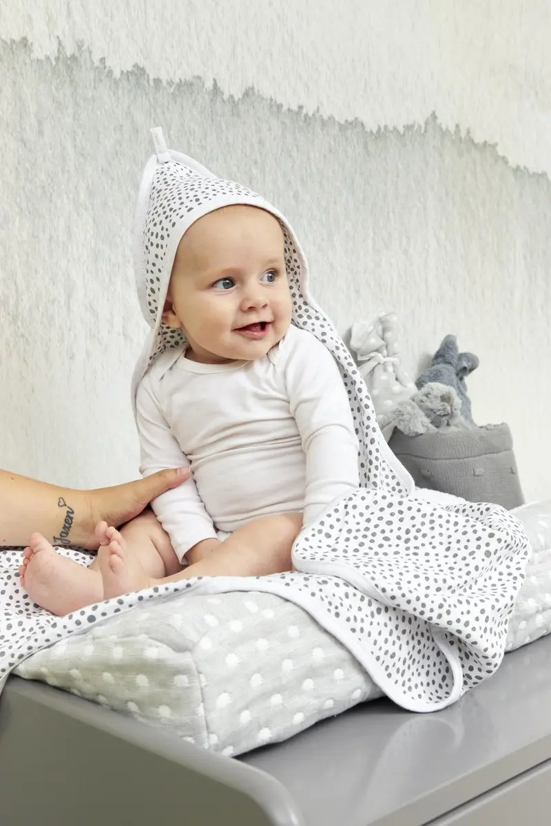 Meyco Baby Cheetah Badcape - 2 Stuks - 80x80cm - Grijs
