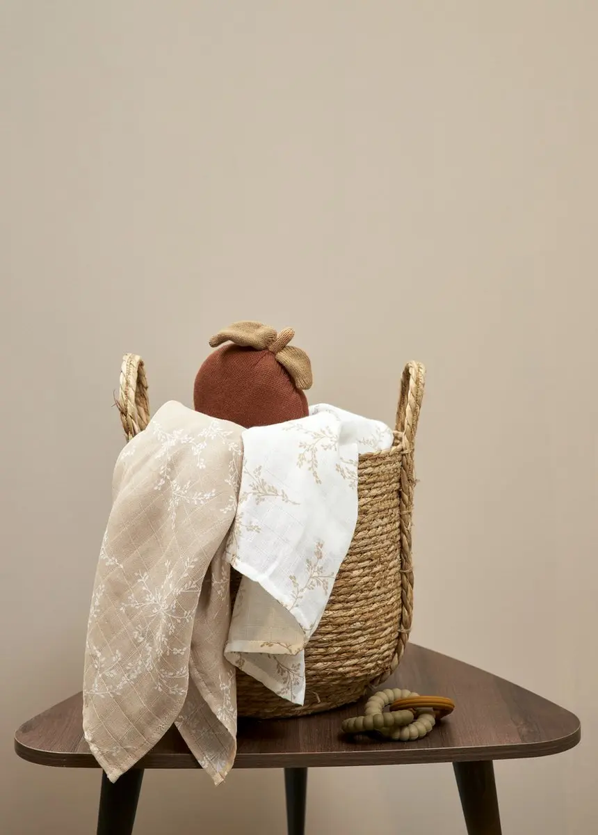 Meyco Baby Branches Swaddle 2 Stuks - 120x120cm - Sand