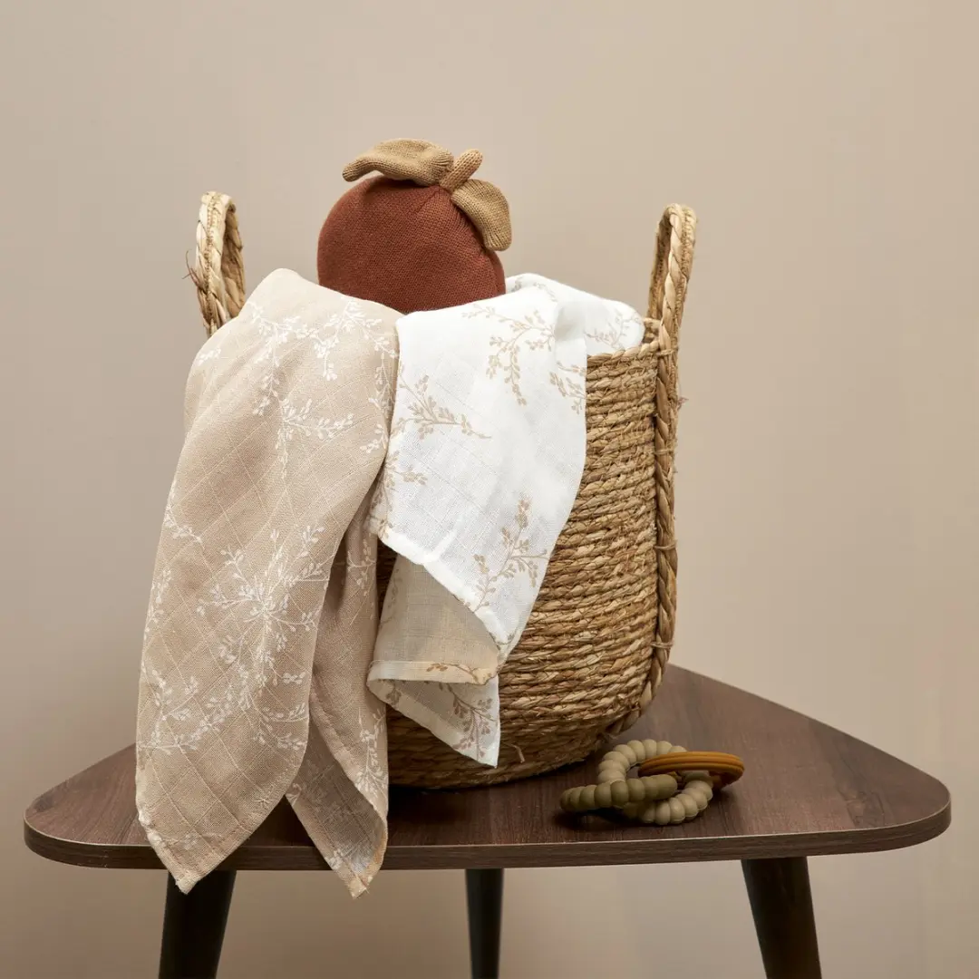 Meyco Baby Branches Swaddle 2 Stuks - 120x120cm - Sand