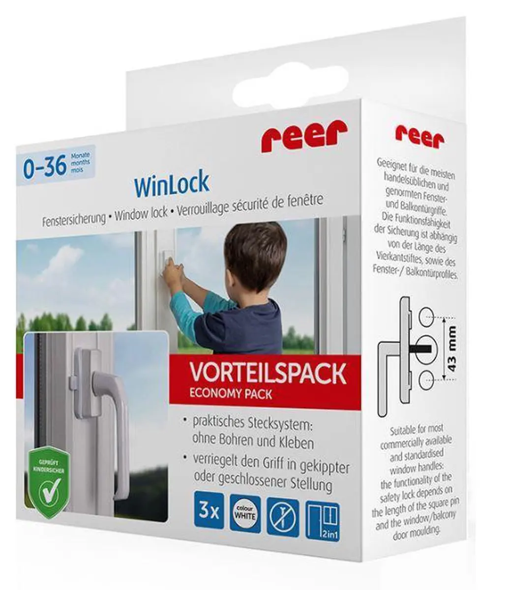 Reer WinLock Raam- en Balkondeurslot - 3 Stuks - Wit