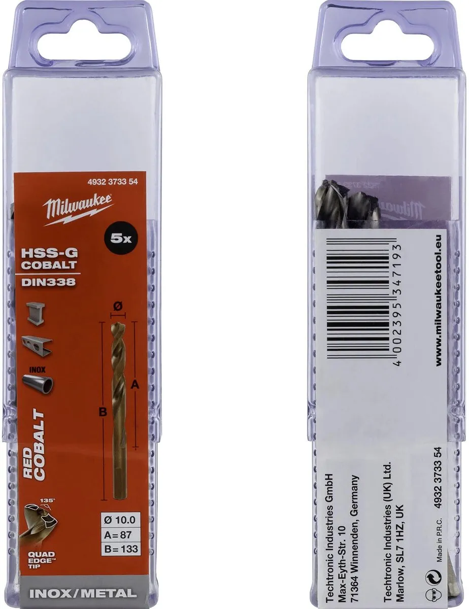 Milwaukee Metaalboren HSS-G Cobalt 10mm - 5 Stuks 4932373354