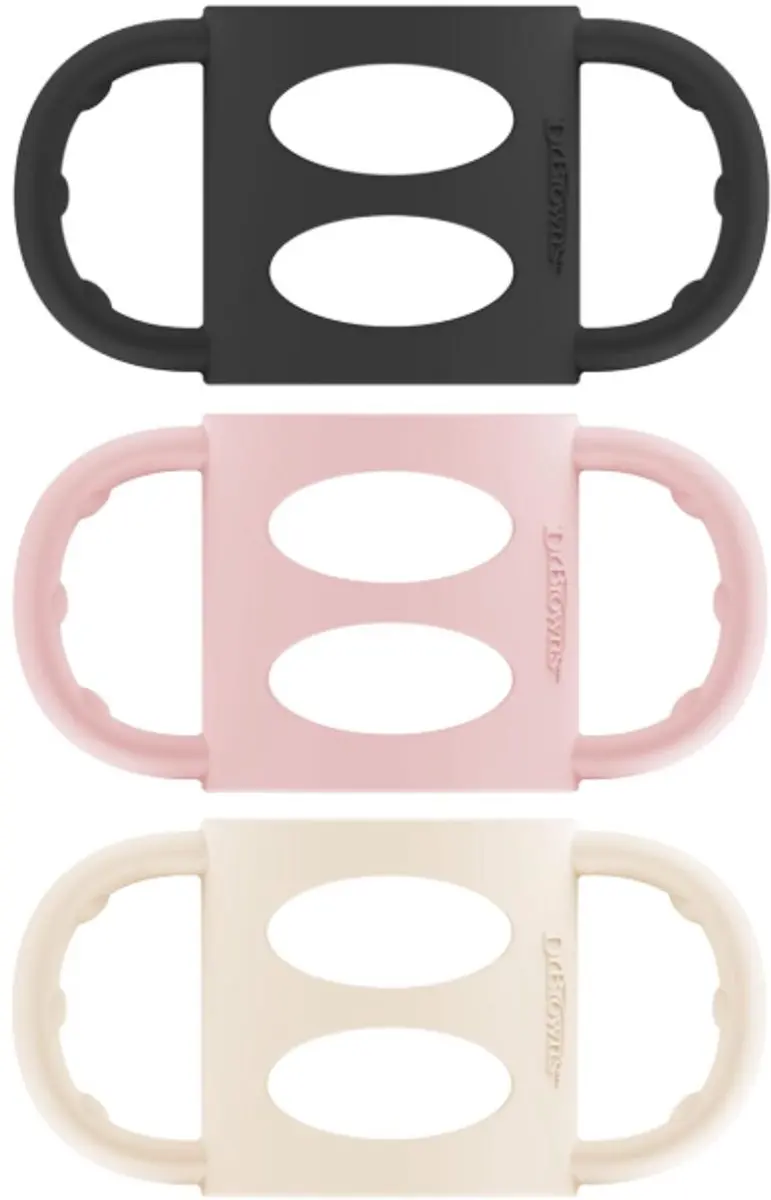 Dr. Brown's Siliconen Flessenhandgrepen Smalle Babyflessen - 3 Stuks - Zwart/Roze/Ecru