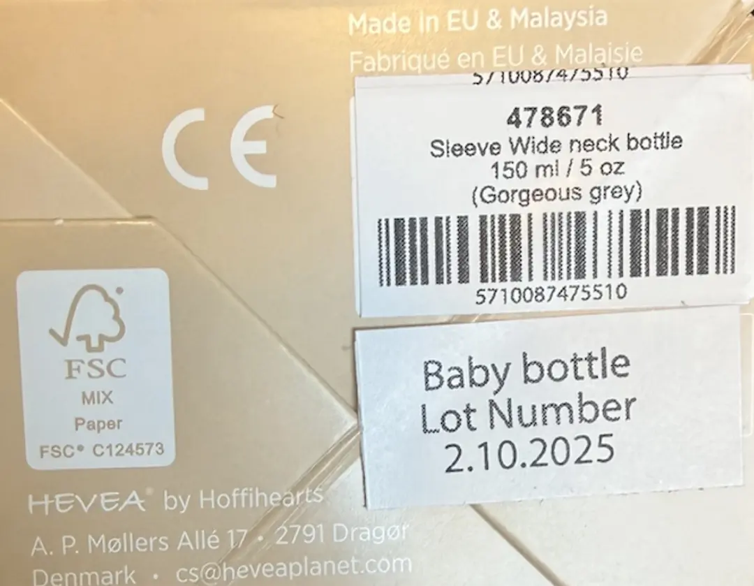 Hevea Glazen Fles 150ml - Brede Hals - Gorgeous Grey