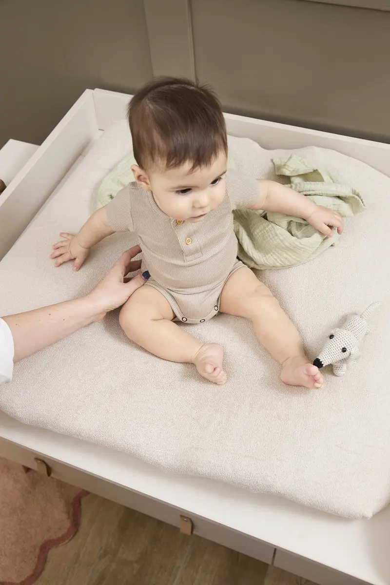 Meyco Baby Uni Aankleedkussenhoes - 2 Stuks 85x75cm - Soft Sand