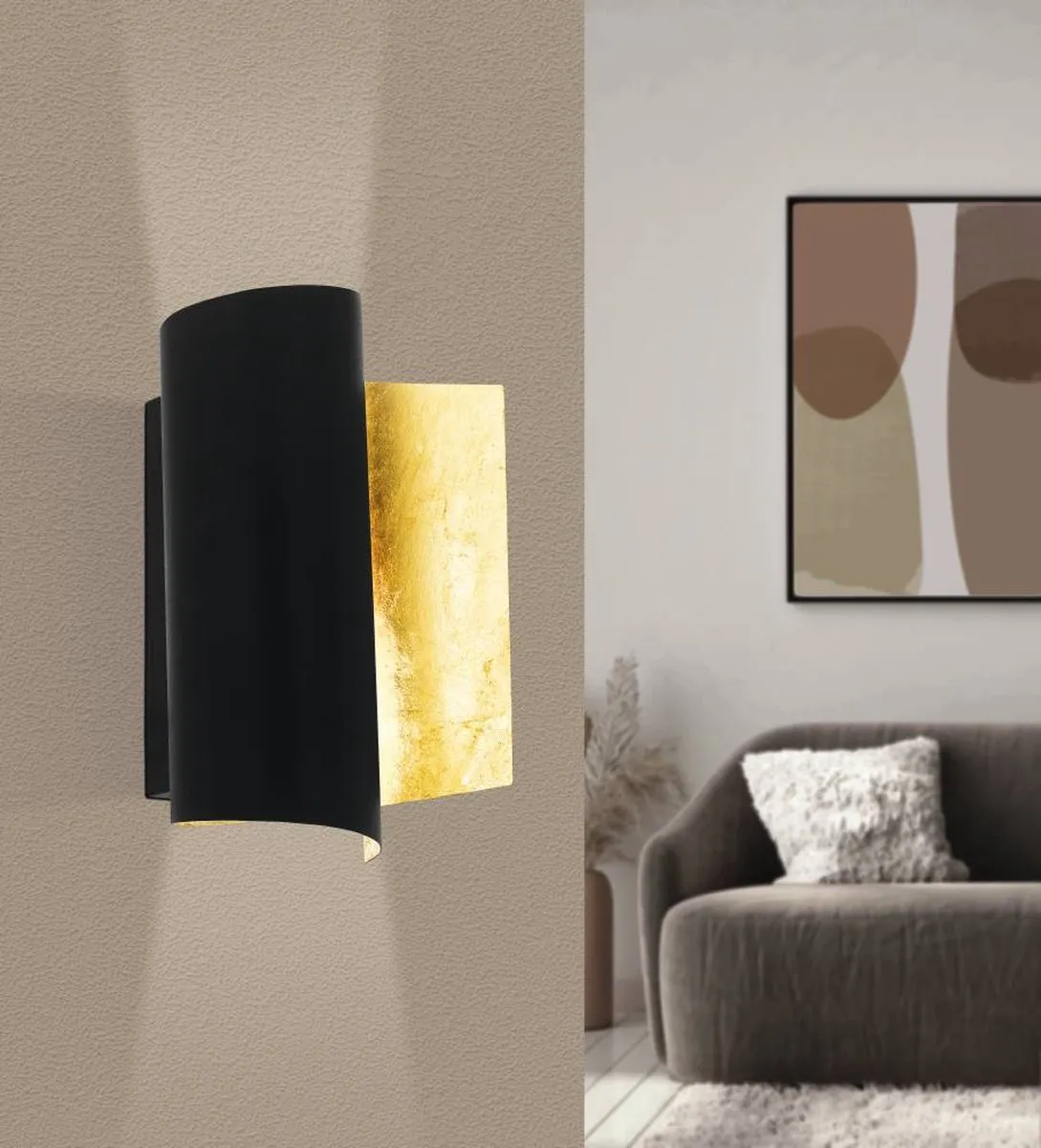Eglo Falicetto Wandlamp E27 - 25cm - Zwart/Goud