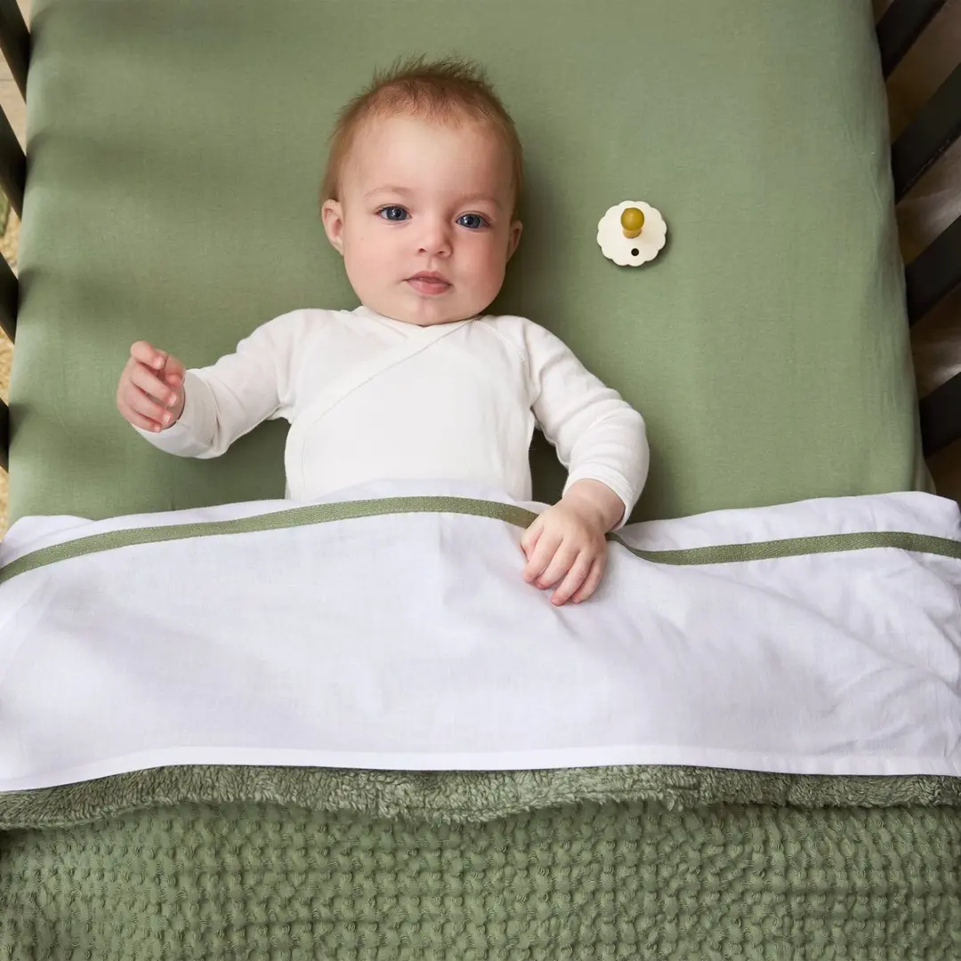 Meyco Baby Wafel Teddy Deken 100x150cm - 2.0 TOG - Olive Green - afbeelding 6 van 6