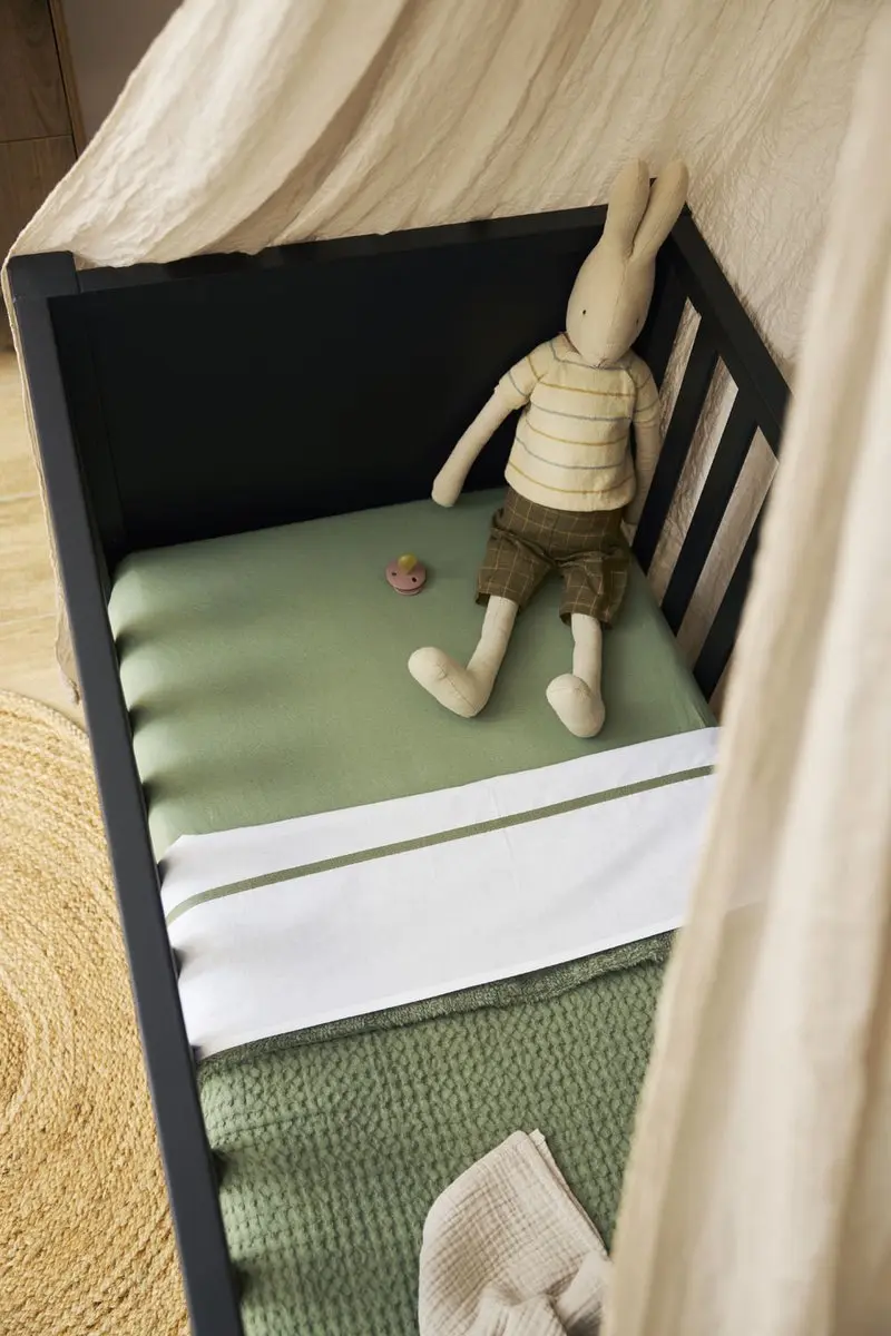 Meyco Baby Wafel Teddy Deken 100x150cm - 2.0 TOG - Olive Green