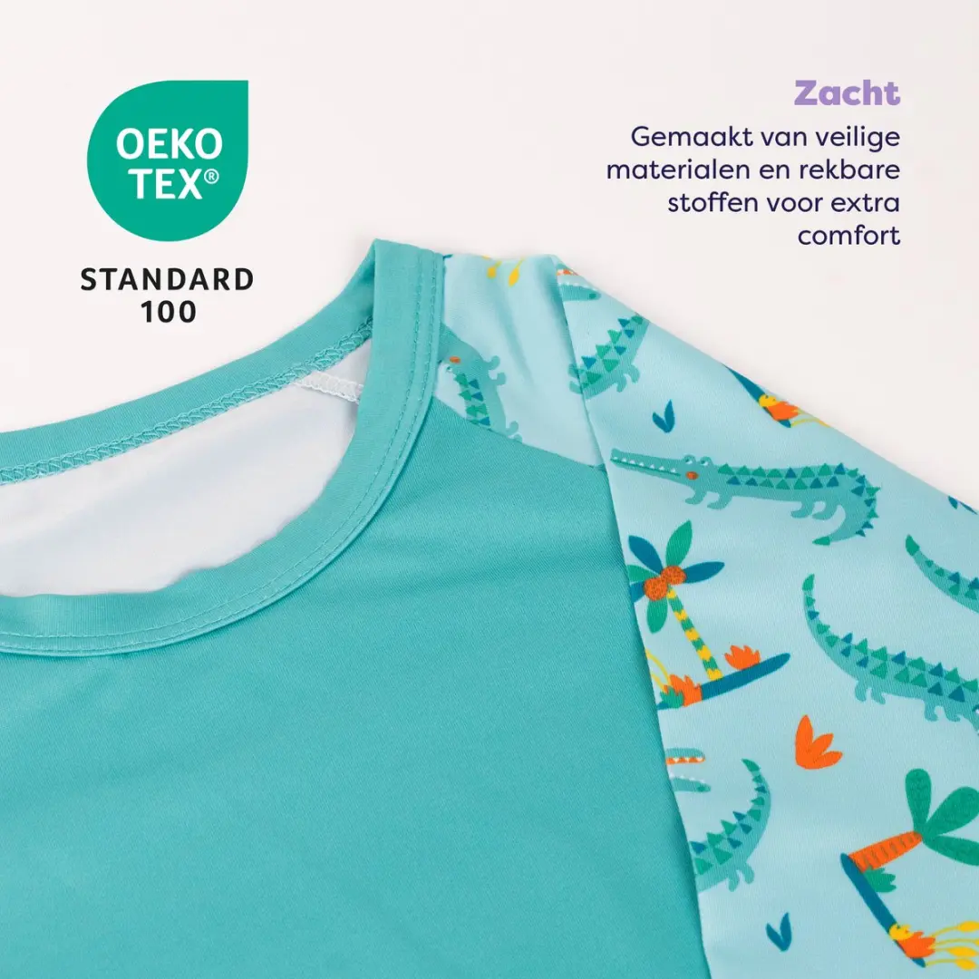 Bambino Mio Baby Zwemset 3-delig - UV-shirt & zonnehoed - Motief Krokodillen