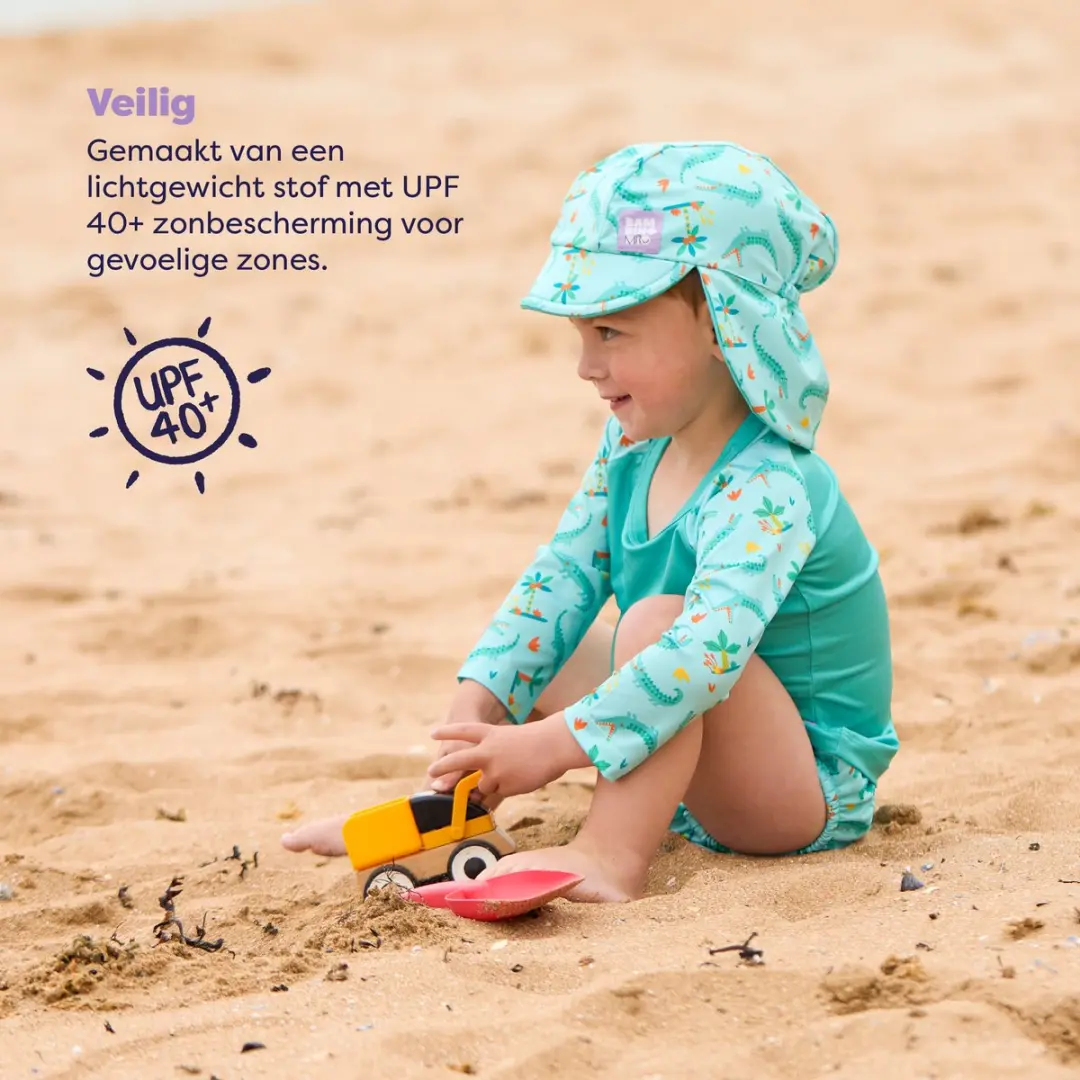 Bambino Mio Baby Zwemset 3-delig - UV-shirt & zonnehoed - Motief Krokodillen