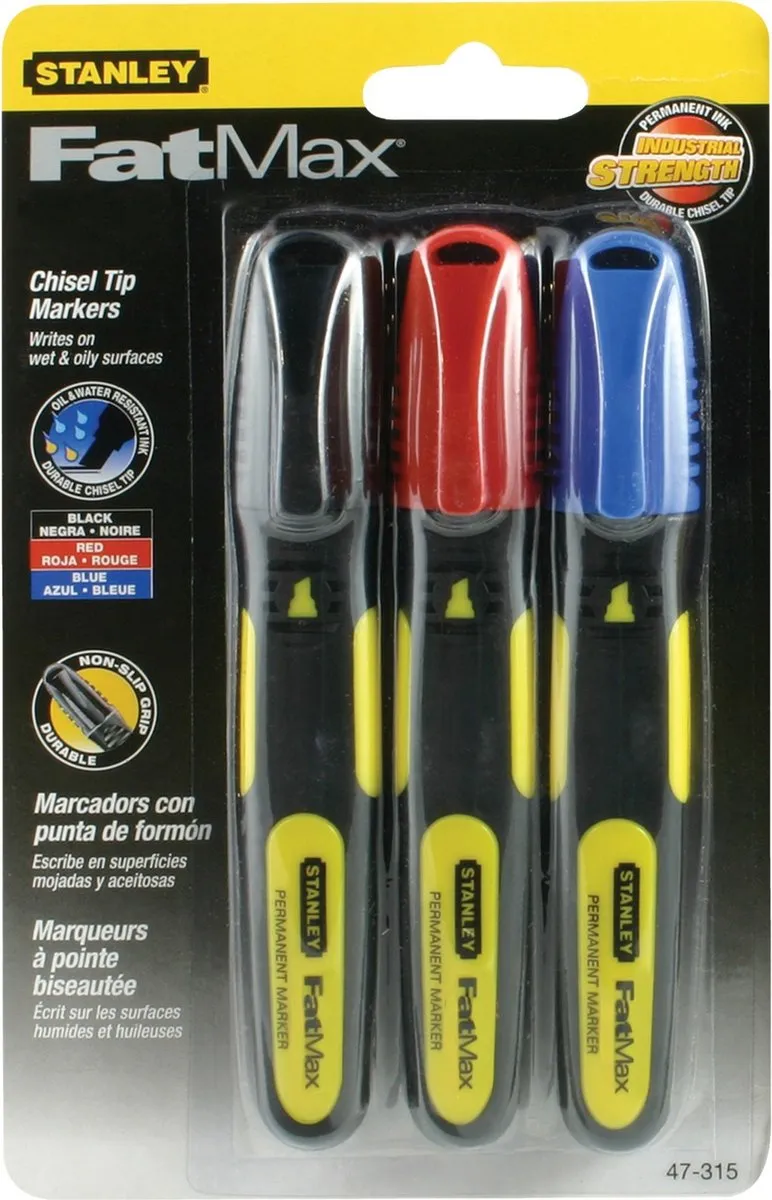 Stanley FatMax Markeerstift 0-47-315 - 3 Stuks Rood/Zwart/Blauw