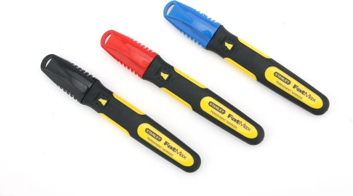 Stanley FatMax Markeerstift 0-47-315 - 3 Stuks Rood/Zwart/Blauw - afbeelding 6 van 6