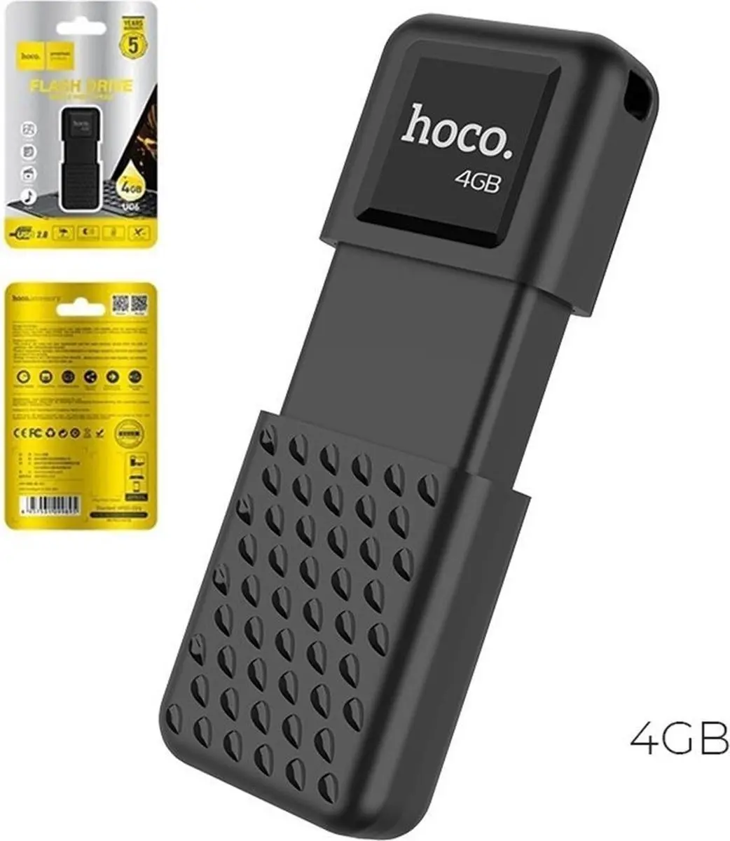 Hoco Premium UD6 USB Flash Drive 4GB - Zwart