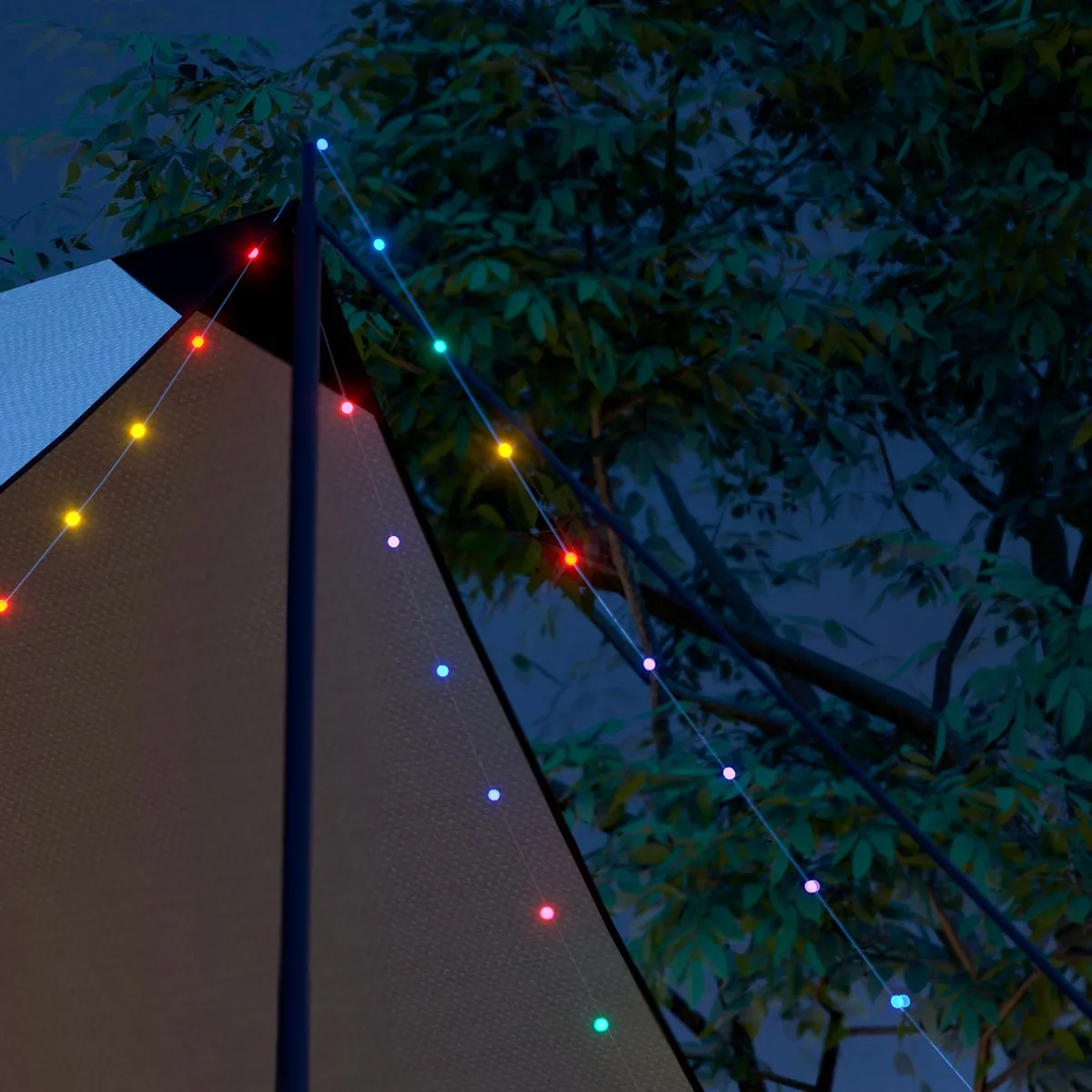Calex Lichtsnoer 8m - Oplaadbaar RGBIC Campingverlichting - 11cm - Multicolor