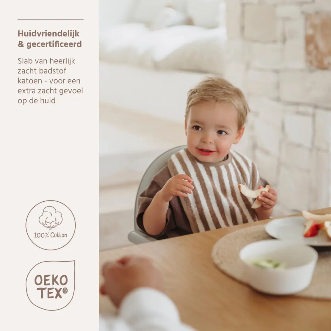 Meyco Baby Fat Stripe Slab Badstof - 3 Stuks - Taupe