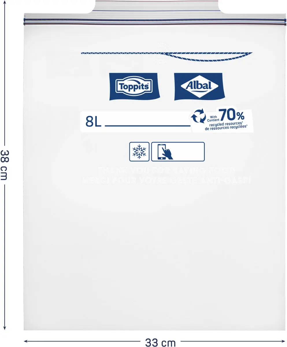 Toppits Safeloc Zip Diepvrieszakken 8L - 6 Stuks - afbeelding 6 van 6